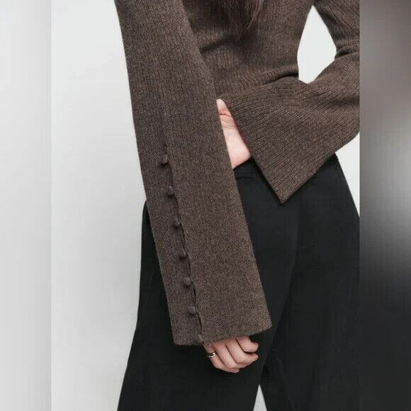 Reformation Emanuele Cashmere Novelty Button Sweater - S - Picture 5 of 5